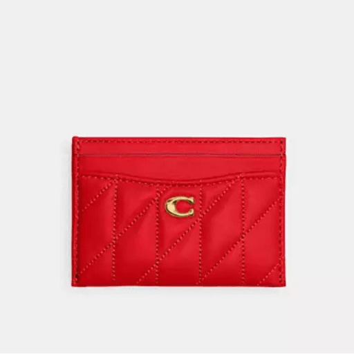 Essential Card Case With Pillow Quilting in Candy Apple