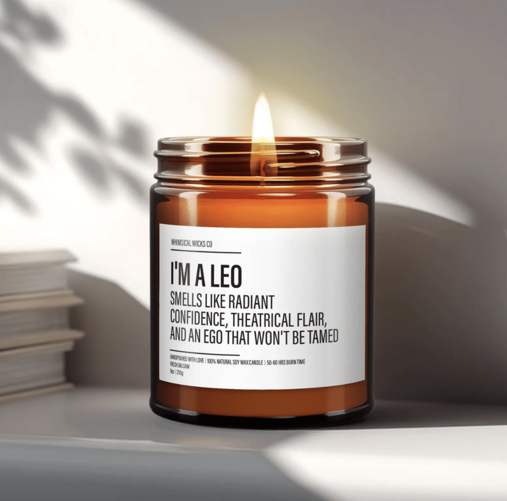 Funny Leo zodiac candle